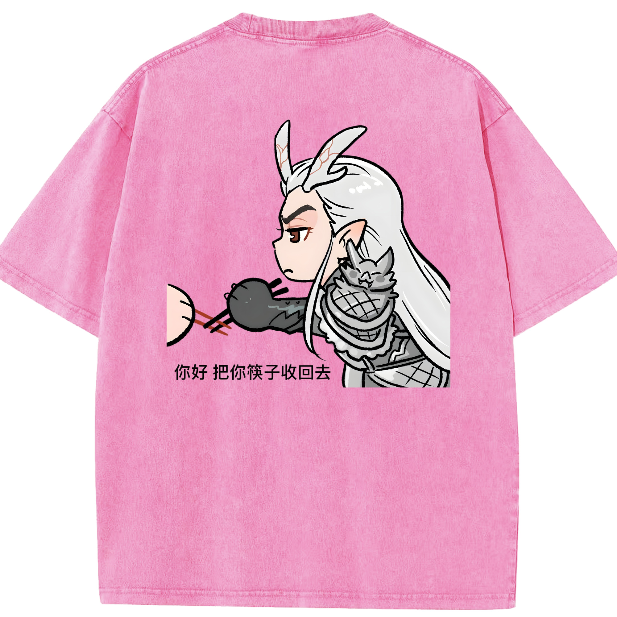 （画像用） Ne Zha 2 ナタ 魔童の大暴れ 綿100% ヴィンテージ風 半袖Tシャツ（背面プリント）